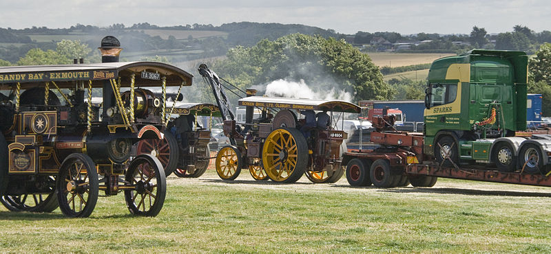 File:Steam engine towing trailer and truck at Steam Rally (2700637981).jpg