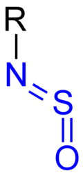 General structure of an N-sulfinyl amine Sulfinyl Amine Group General Structure V.1.png