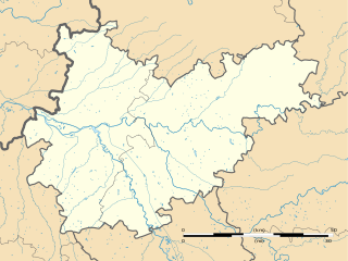 Mapa konturowa Tarn i Garonny, po prawej znajduje się punkt z opisem „Bruniquel”
