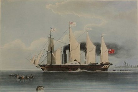 The Great Western Steam Ship in 1838, engraved by H. Papprill after a painting by J. S. Coteman