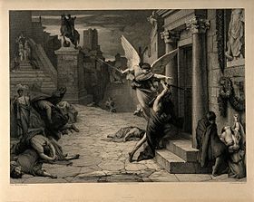 The angel of death striking a door during the plague of Rome Wellcome V0010664.jpg
