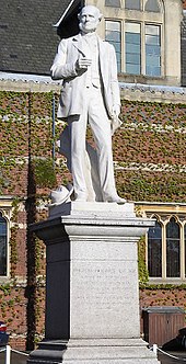 Statue of Thomas Hughes at Rugby School. Hughes's 1857 novel Tom Brown's School Days did much to promote muscular Christianity throughout the English-speaking world. Thomas Hughes statue.jpg