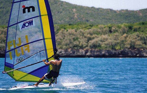 A windsurfer in action.