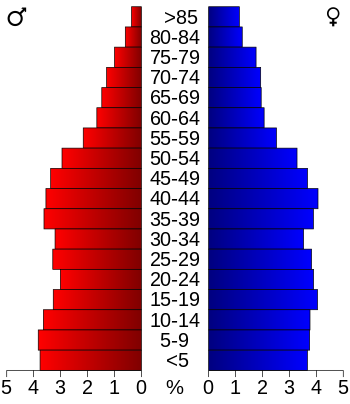 USA Bibb County, Georgia age pyramid.svg
