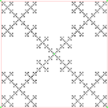 A Vicsek fractal generated by the chaos game V4jump2 3 center.gif