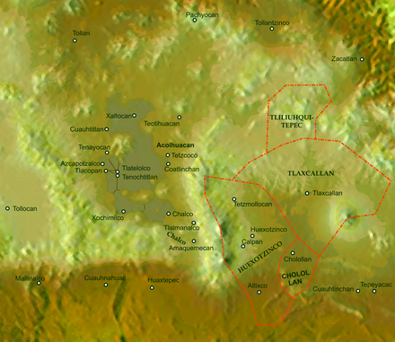 Map showing location of Tlaxcallan kingdom