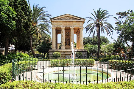 Monument to Alexander Ball in Lower Barrakka Gardens in Valletta, Malta