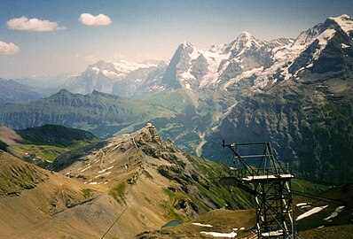 Eiger, Mönch and Jungfrau, Grauseeli lake and Birg