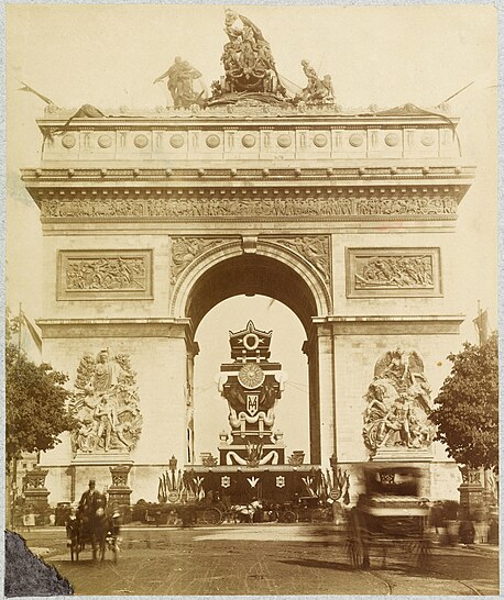 The Catafalque of Victor Hugo under the Arc de Triomphe on 1 June 1885.