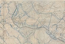 Part of British IX Corps sector, showing the St Quentin Canal and the villages of Bellenglise, Magny-la-Fosse, Lehaucourt, Le Tronquoy and Pontruet. The 32nd Division, which had crossed the canal, linked up with the 1st Division (attacking from the Allied side) above the Le Tronquoy canal tunnel. WW1 Trench Map of Maissemy crop.jpg