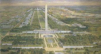 The proposed "Washington Monument Gardens", a part of the McMillan Plan that was never built. Washington Gardens proposed - Senate Park Commission - 1902.jpg