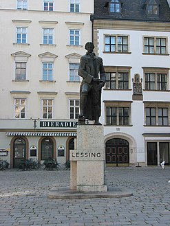Das 1968 enthüllte Lessing-Denkmal auf dem Wiener Judenplatz
