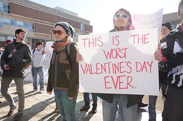 Students and workers rally at Spaights Plaza on the University of Wisconsin-Milwaukee campus, Monday, February 14, 2011