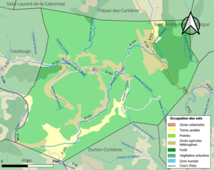 Barevná mapa znázorňující využití půdy.