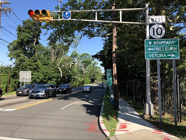 Start of westbound Route 10 at CR 577 and CR 677 in West Orange