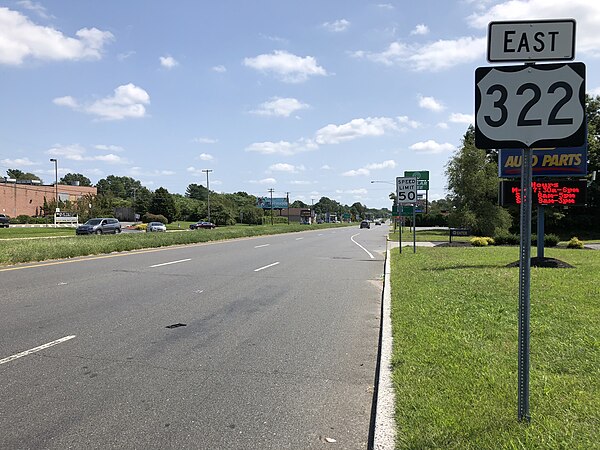 U.S. Route 322 eastbound along Black Horse Pike in Monroe Township