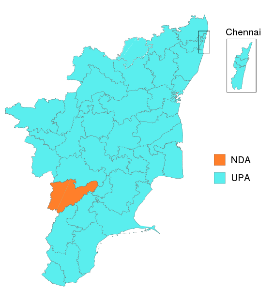 File:2019 Tamil Nadu Lok Sabha result by constituency.svg