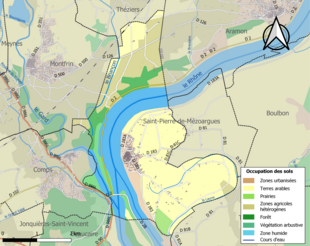 Barevná mapa znázorňující využití půdy.