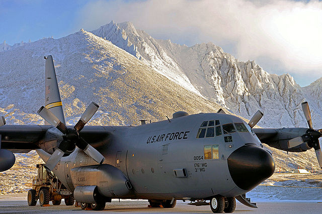 The 537th Airlift Squadron supported remote radar sites in Alaska with C-130 Hercules airlifters.