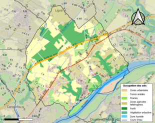 Barevná mapa znázorňující využití půdy.