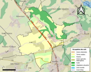 Barevná mapa znázorňující využití půdy.