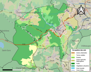 Kolorowa mapa przedstawiająca zagospodarowanie terenu.