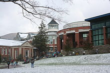 Students walking through Sanford Mall at Appalachian State University in Boone, North Carolina ASU Sanford Mall Winter.JPG
