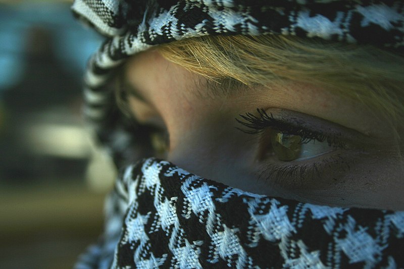 File:A Palestinian girl with a kaffiyeh.jpg