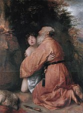 Abraham uhraa vuohen poikansa Isaacin sijasta, 1638, 180 x 136 cm, Duke Anton Ulrich Museum, Braunschweig.