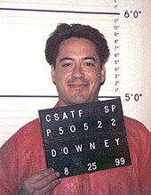 Foto de prontuario de Downey en 1999.