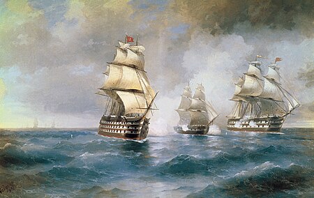 Aivazovsky, Brig Mercury aangevallen door twee Turkse schepen 1892.jpg