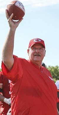 Coach Andy Reid "Big Red" has led the Chiefs to eight consecutive division titles and four Super Bowl appearances. Andy Reid in 2016.jpg