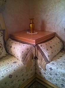 Decorated pillows piled on the corner of a sofa. Arabesqui-moro-decoration 33.jpg