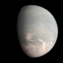 Impresión artística de un planeta cubierto de nubes inspirado en los datos de Gliese 832 c.png