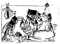 Line drawing of complete castle