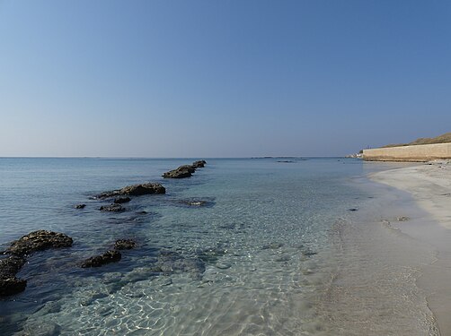 Beach with ancient ruins in Tyre, Southern Lebanon.