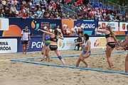 Deutsch: Beachhandball Europameisterschaften 2019 (Beach handball Euro); Tag 6: 7. Juli 2019 – Spiel um Platz Drei, Frauen, Kroatien-Niederlande 0:2 (14:23, 20:22) English: Beach handball Euro; Day 6: 7 July 2019 – Women's Bronze Medal Match – Croatia-Netherlands 0:2 (14:23, 20:22)