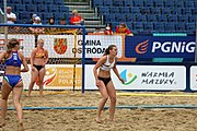 Deutsch: Beachhandball Europameisterschaften 2019 (Beach handball Euro); Tag 5: 6. Juli 2019 – Frauen, Halbfinale, Ungarn-Niederlande 2:0 (19:16, 15:12) English: Beach handball Euro; Day 5: 6 July 2019 – Semifinal Women – Hungary-Netherlands 2:0 (19:16, 15:12)