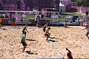 Deutsch: Beachhandball bei den Olympischen Jugendspielen 2018; Tag 4, 10. Oktober 2018; Jungs, Vorrunde, Gruppe B - Portugal-Paraguay 2:0 English: Beach handball at the 2018 Summer Youth Olympics at 10 October 2018 – Boys Preliminary Round Group B – Portugal-Paraguay 2:0