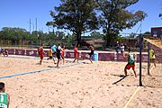 Deutsch: Beachhandball bei den Olympischen Jugendspielen 2018; Tag 4, 10. Oktober 2018; Jungs, Vorrunde, Gruppe A - Uruguay-Ungarn 0:2 English: Beach handball at the 2018 Summer Youth Olympics at 10 October 2018 – Boys Preliminary Round Group A – Uruguay-Hungary 0:2