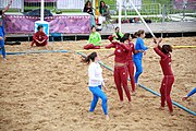 Deutsch: Beachhandball bei den Olympischen Jugendspielen 2018; Tag 6, 12. Oktober 2018; Mädchen, Platzierungsrundenspiel – Russland-Venezuela 2:0 English: Beach handball at the 2018 Summer Youth Olympics at 12 October 2018 – Girl's Consolation Round – Russland-Venezuela 2:0