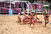 Deutsch: Beachhandball bei den Olympischen Jugendspielen 2018; Tag 5, 10. November 2018; Mädchen, Hauptrunde - Ungarn-Paraguay 2:0 English: Beach handball at the 2018 Summer Youth Olympics at 11 October 2018 – Girls Main Round – Hungary-Paraguay 2:0