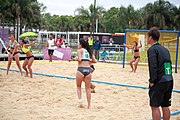 Deutsch: Beachhandball bei den Olympischen Jugendspielen 2018; Tag 5, 10. November 2018; Mädchen, Hauptrunde - Chinese Taipei (Taiwan)-Paraguay 2:0 English: Beach handball at the 2018 Summer Youth Olympics at 11 October 2018 – Girls Main Round – Chinese Taipei (Taiwan)-Paraguay 2:0