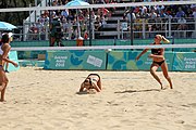 Deutsch: Beachvolleyball bei den Olympischen Jugendspielen 2018; Tag 11, 17. Oktober 2018; Jungen, Spiel um Platz 3 – USA (Devon Newberry/Lindsey Sparks)-Norwegen (Emilie Olimstad/Frida Berntsen) 1:2 (21–1/13–21/9–15) English: Beach volleyball at the 2018 Summer Youth Olympics at 17 October 2018 – Bronze Medal Match – USA (Devon Newberry/Lindsey Sparks)-Norway (Emilie Olimstad/Frida Berntsen) 1:2 (21–1/13–21/9–15)