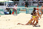 Deutsch: Beachvolleyball bei den Olympischen Jugendspielen 2018; Tag 9, 15. Oktober 2018; Mädchen, Viertelfinale: Puerto Rico-Russland 0–2 (12–21/10–21) English: Beach volleyball at the 2018 Summer Youth Olympics at 15 October 2018 – Girls Quarterfinals: Puerto Rico-Russia 0–2 (12–21/10–21)