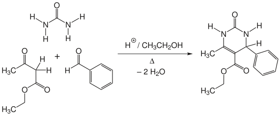 Biginelli reaction (1893), formulas rotated for didactic reasons