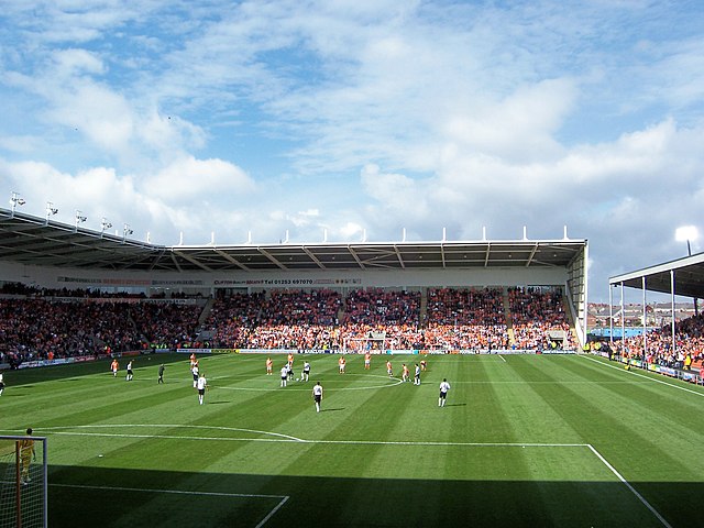 Bloomfield Road, looking north, during a Premier League game against Fulham in 2010