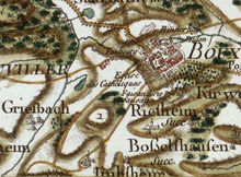 Bouxwiller et ses environs au XVIIIe siècle (carte Cassini).