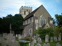 St Mary's church, Broadwater, where Thomas West, 8th Baron De La Warr, was buried Broadwater parish church 2.JPG