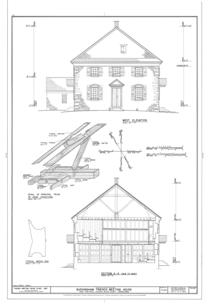 File:Buckingham Friends Meeting House, 5684 York Road, Lahaska, Bucks County, PA HABS PA-6224 (sheet 4 of 4).png